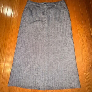 L.L.Bean Classic Fit long A line Skirt women’s size 8 Petite grey cotton vintage